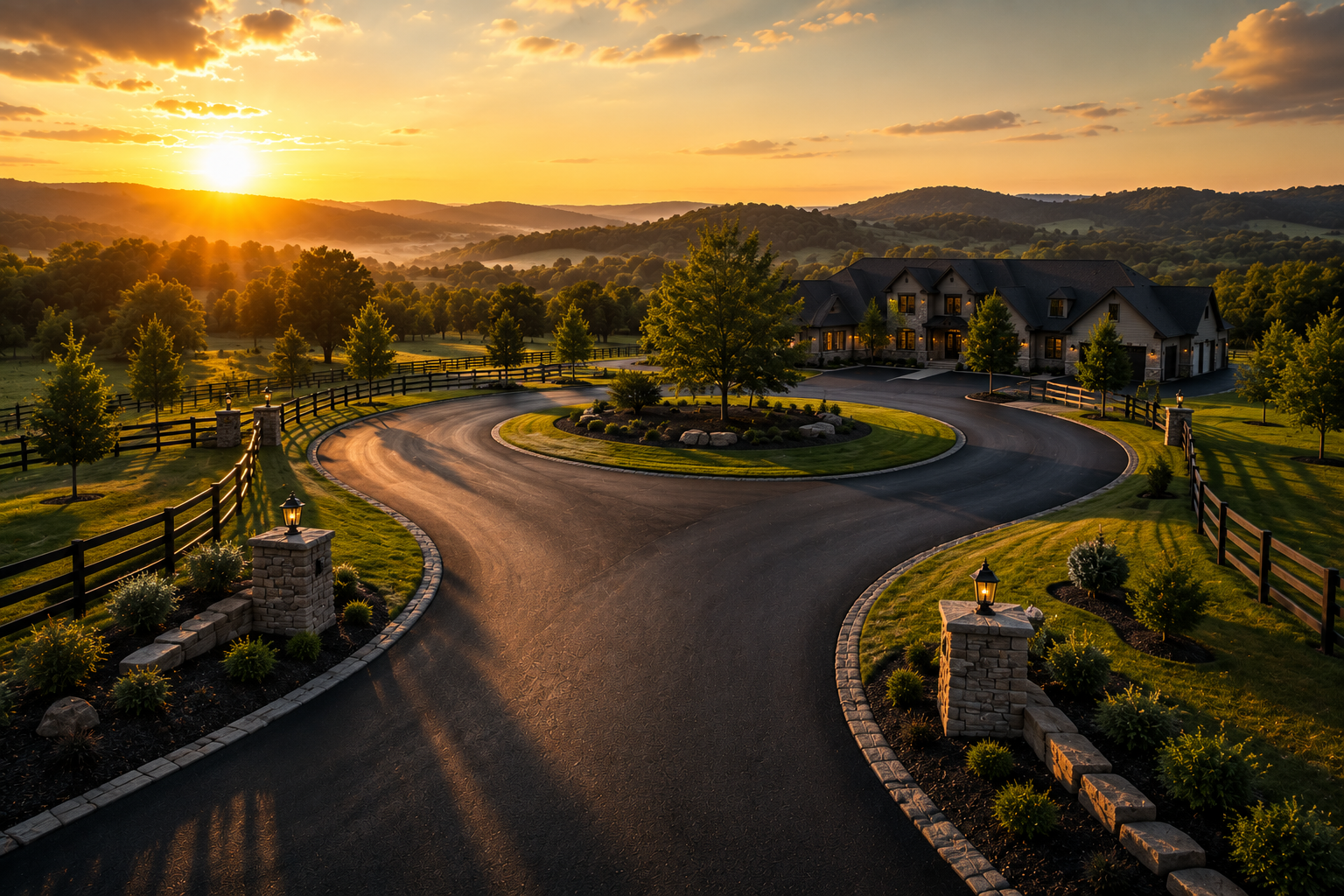 Luxury circular asphalt driveway