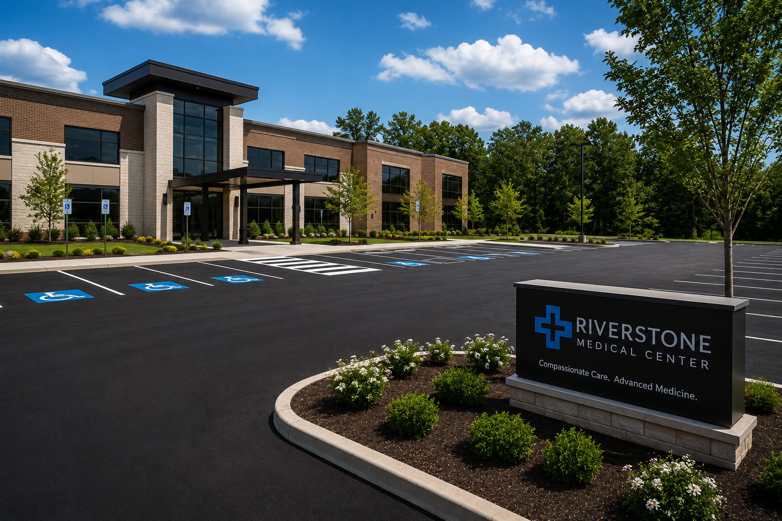 Commercial parking lot paving for a medical office