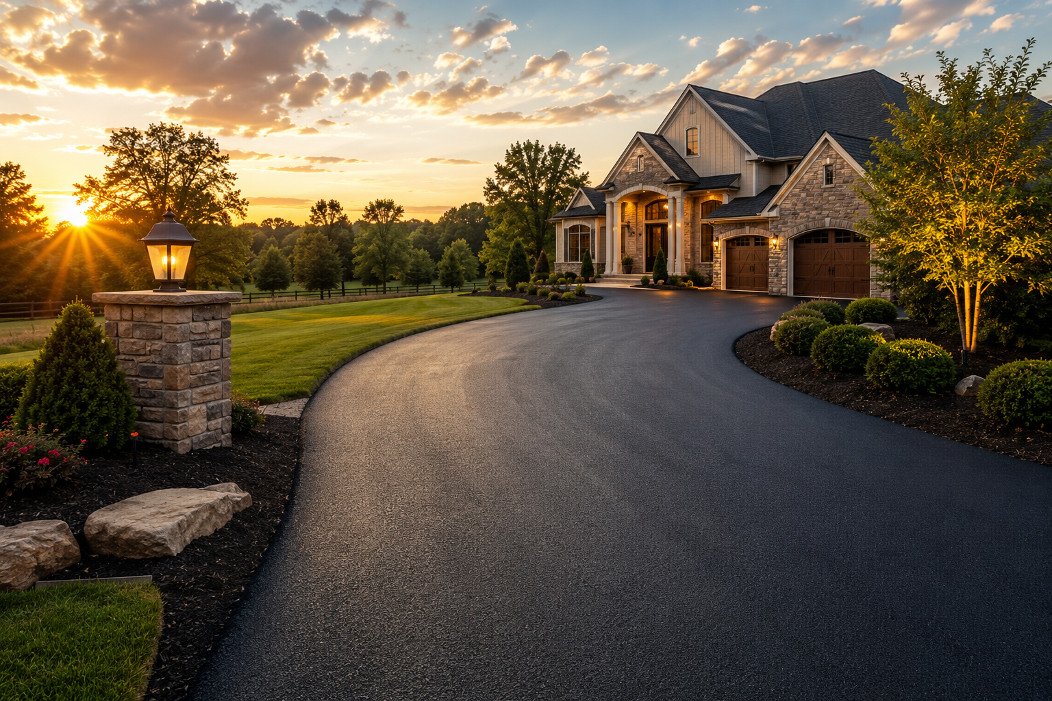 Finished asphalt driveway at a Middle Tennessee home