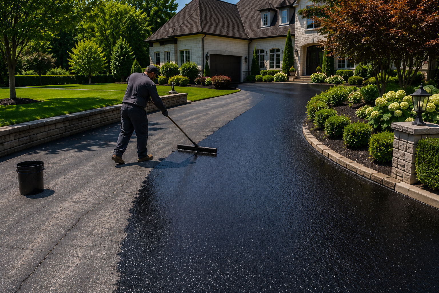 Professional asphalt driveway sealcoating in Brentwood Tennessee