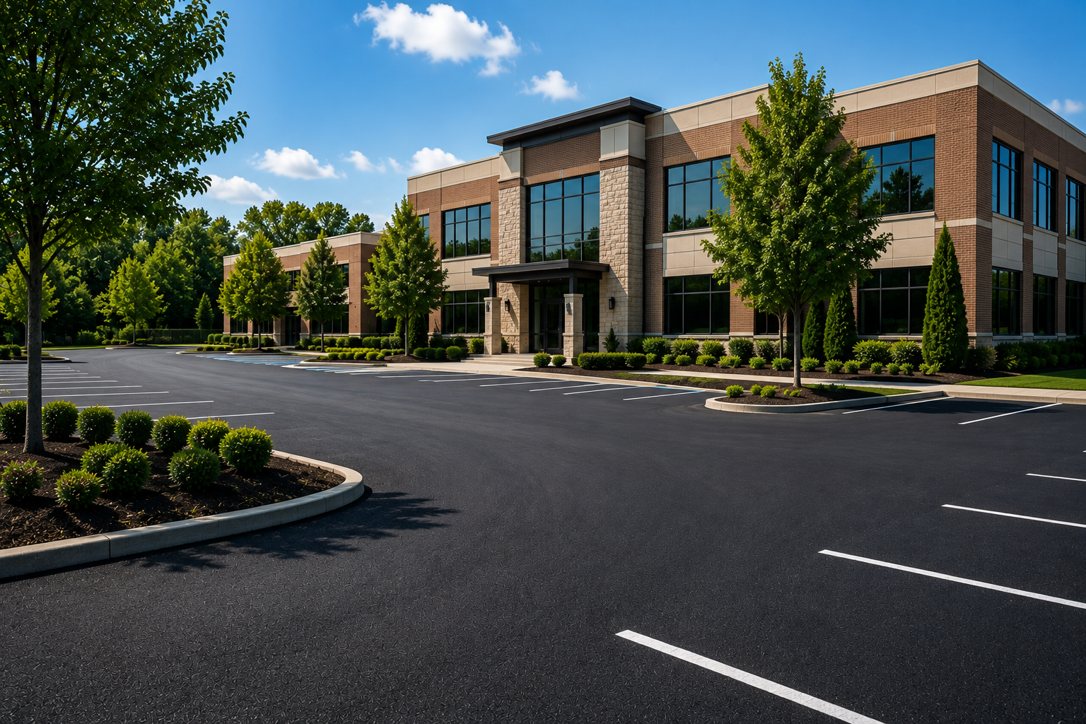 Commercial parking lot paving at a professional property in Brentwood Tennessee
