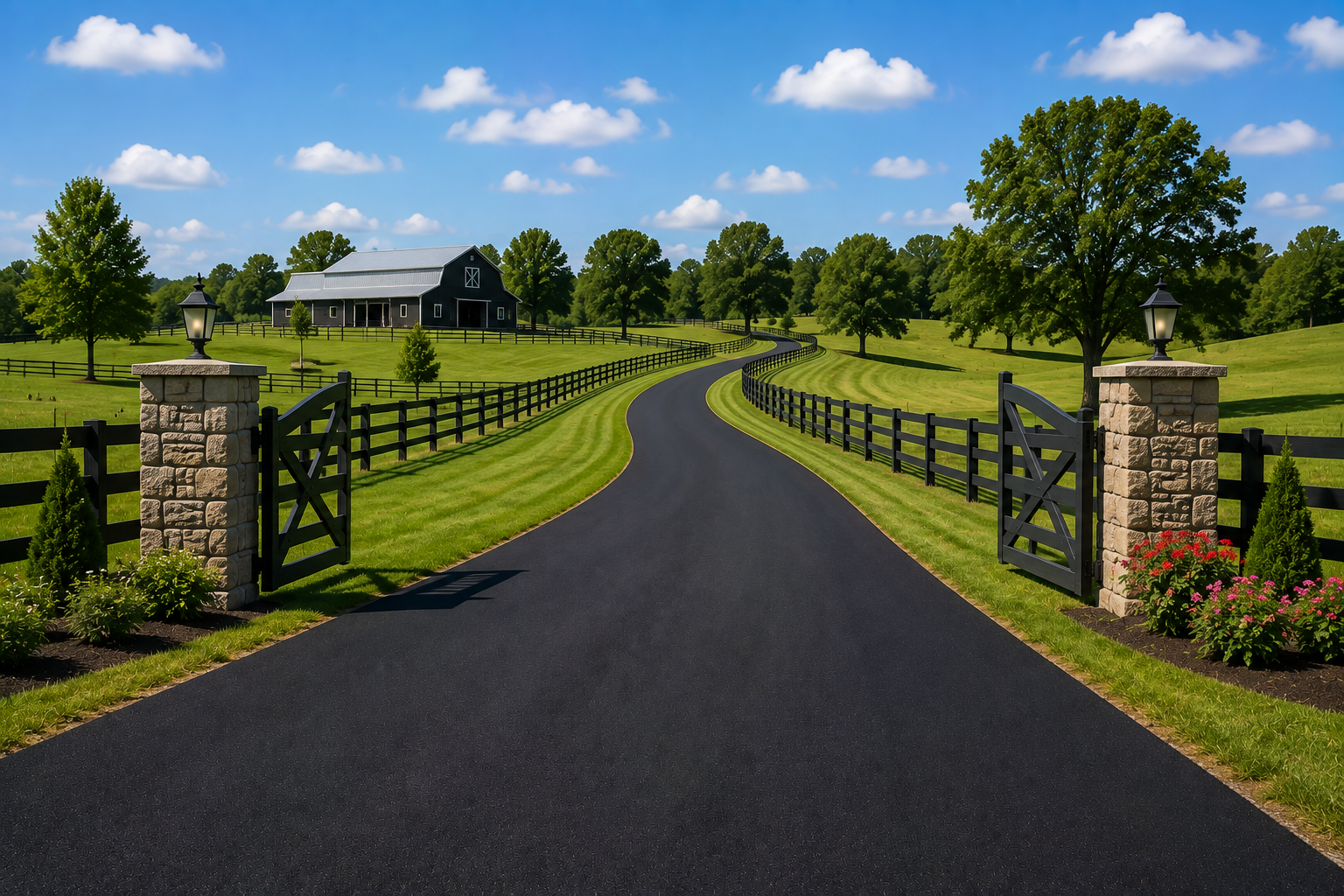 Estate entrance asphalt paving