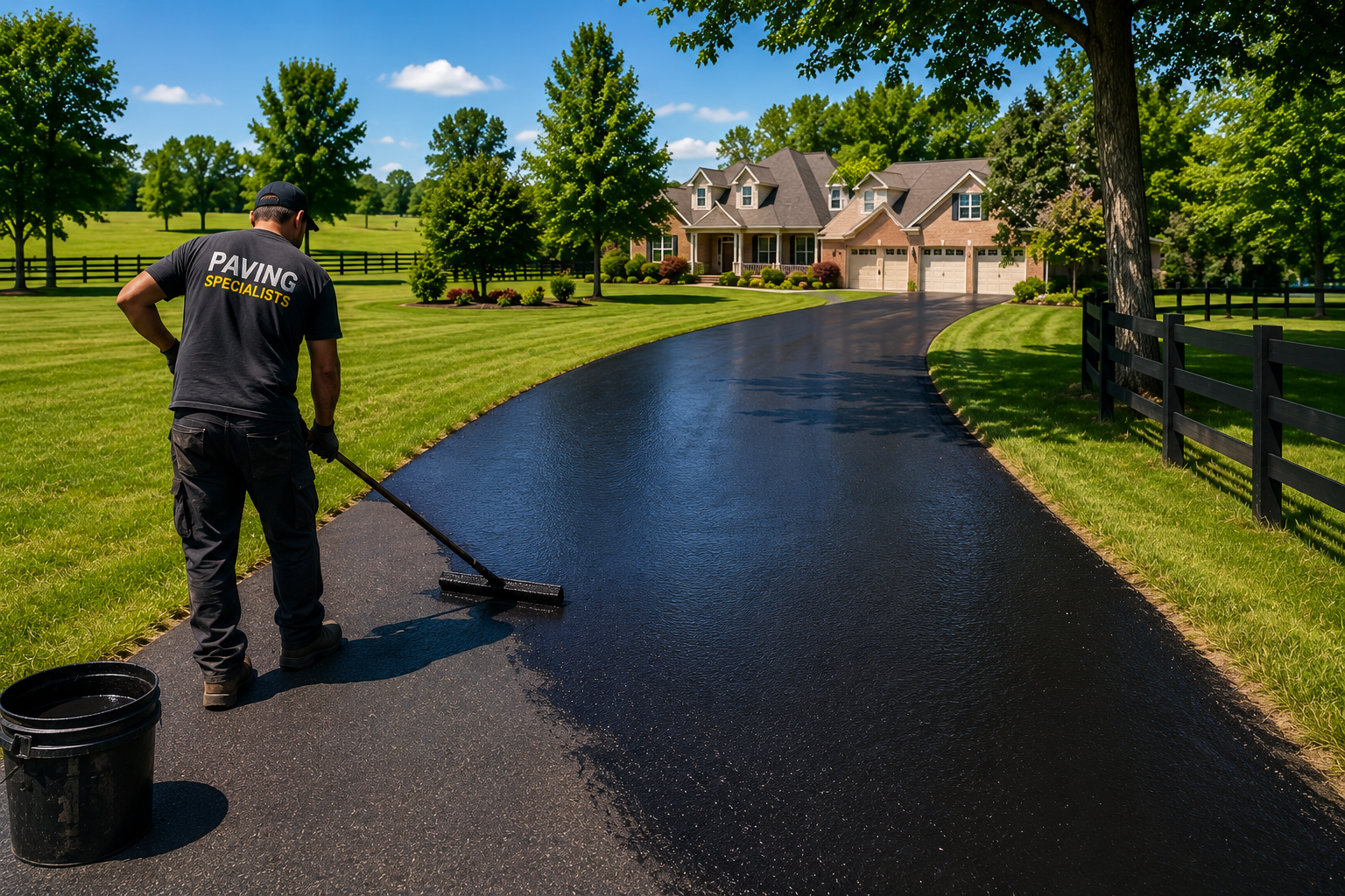 Residential asphalt driveway sealcoating in Columbia Tennessee