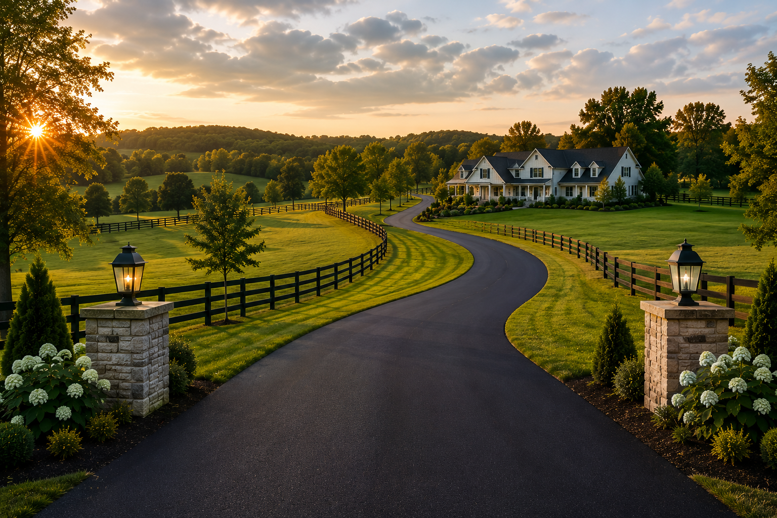 Country residential asphalt driveway