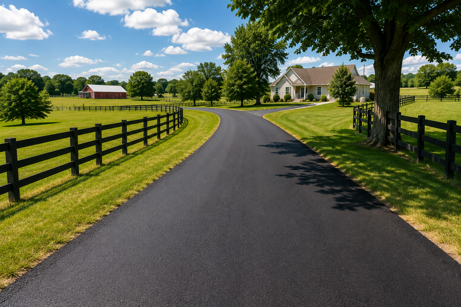 Long residential asphalt driveway in Columbia Tennessee