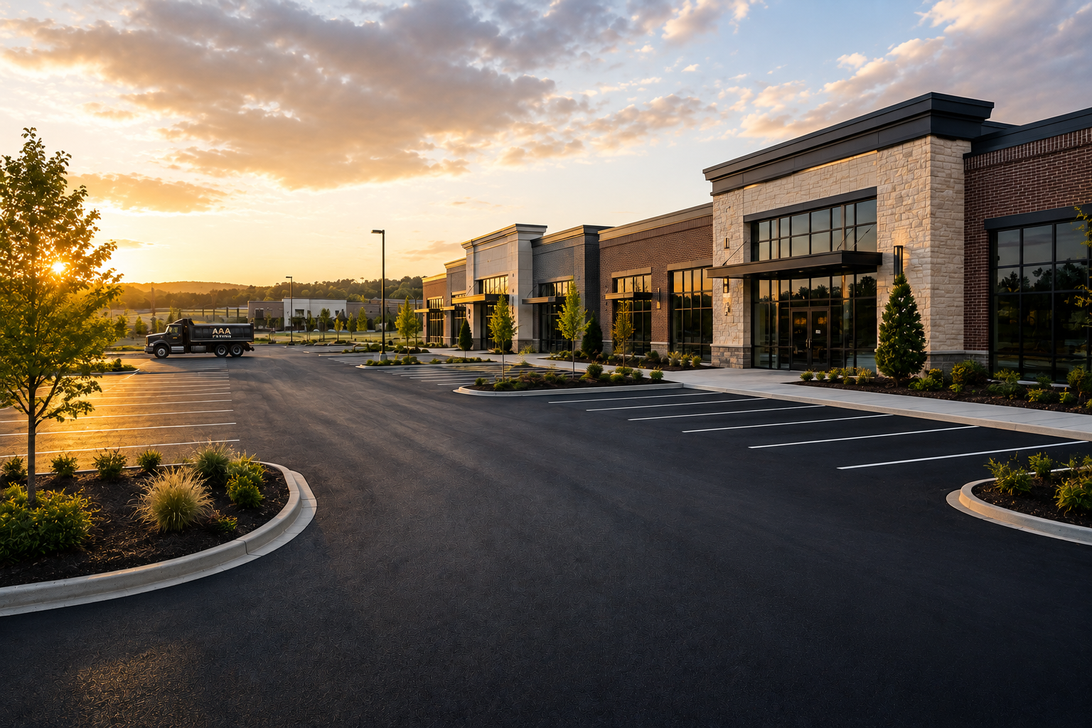 New commercial parking lot construction