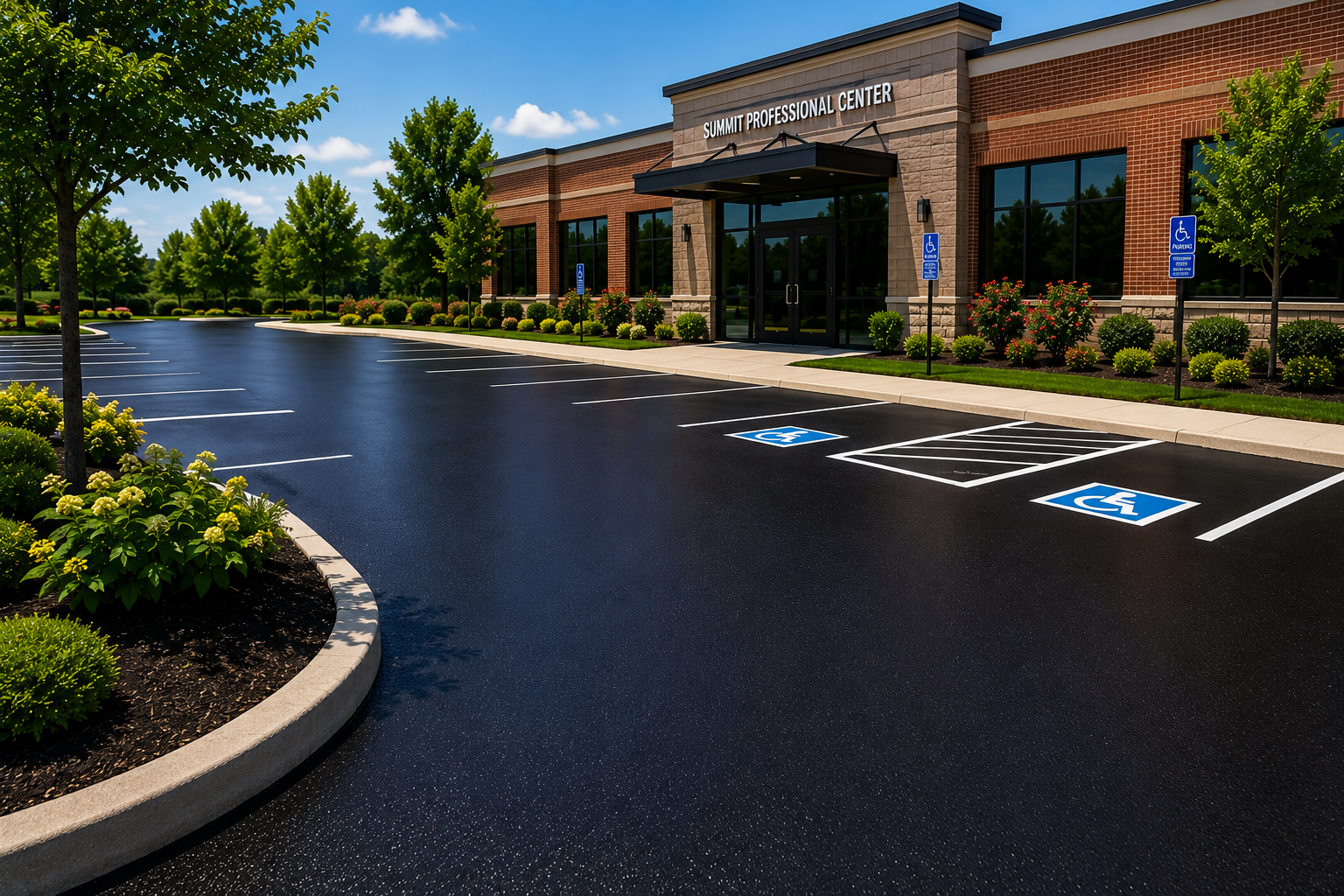 Commercial parking lot sealcoating