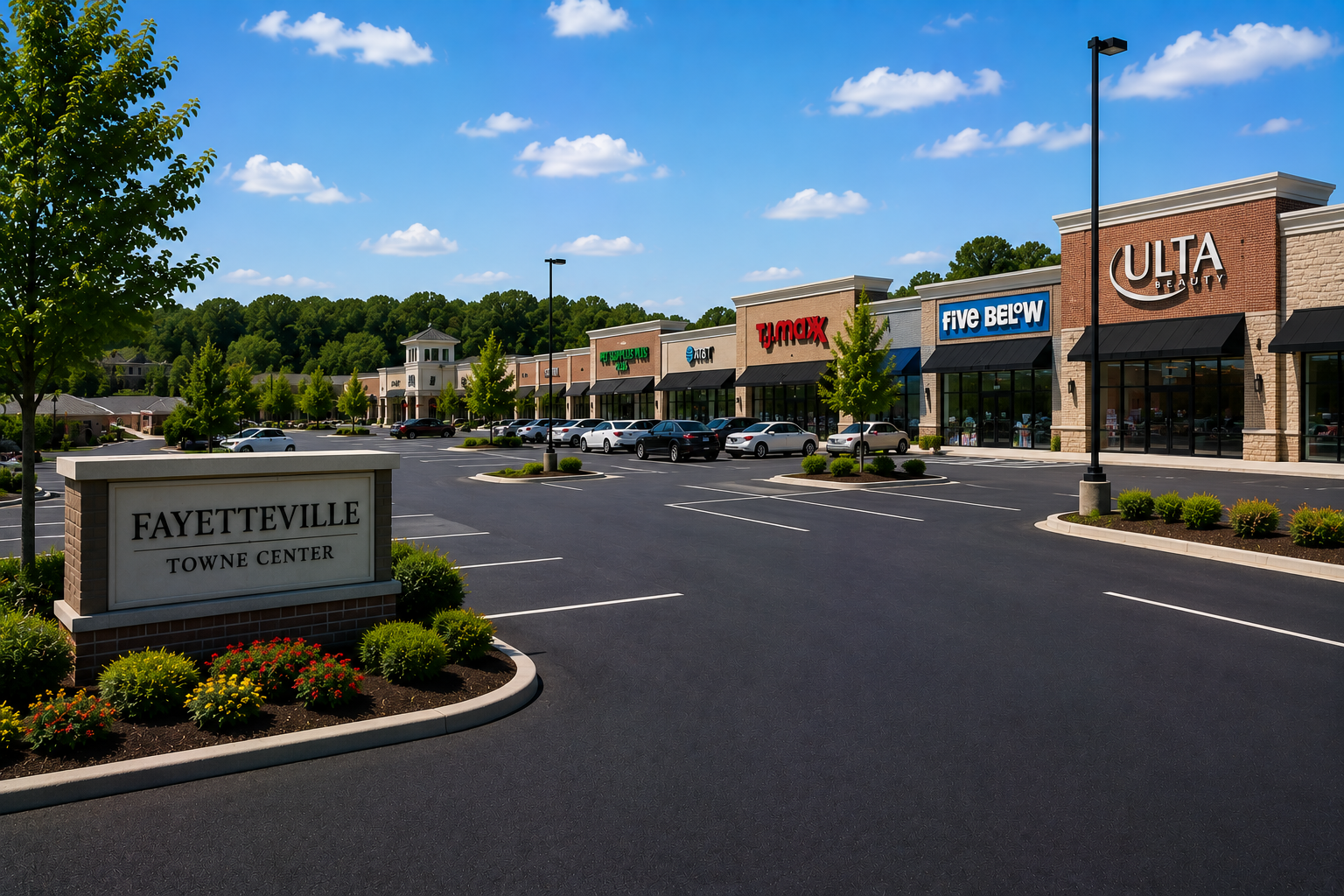 Retail shopping center parking lot paving