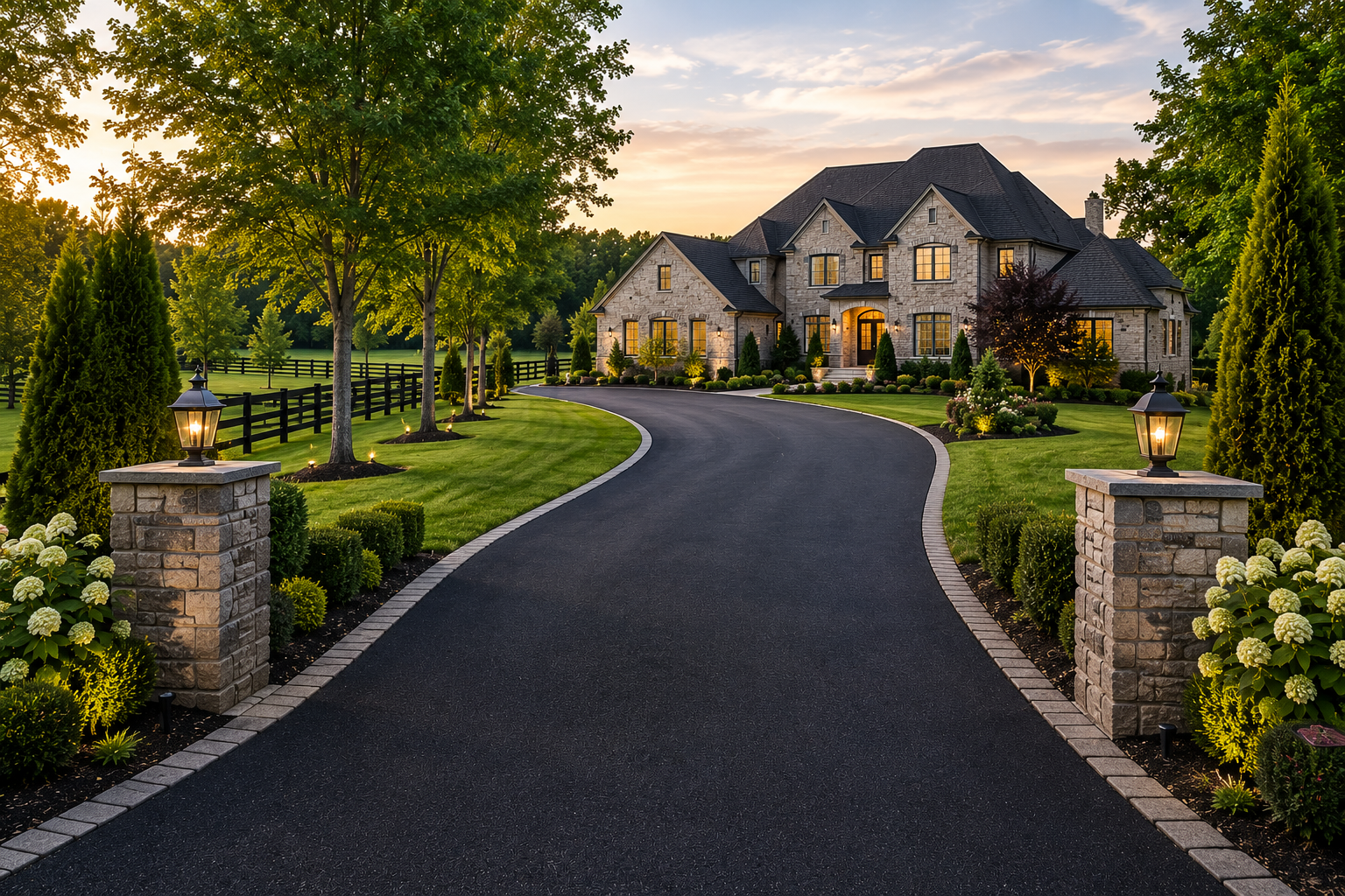Luxury residential asphalt driveway in Middle Tennessee