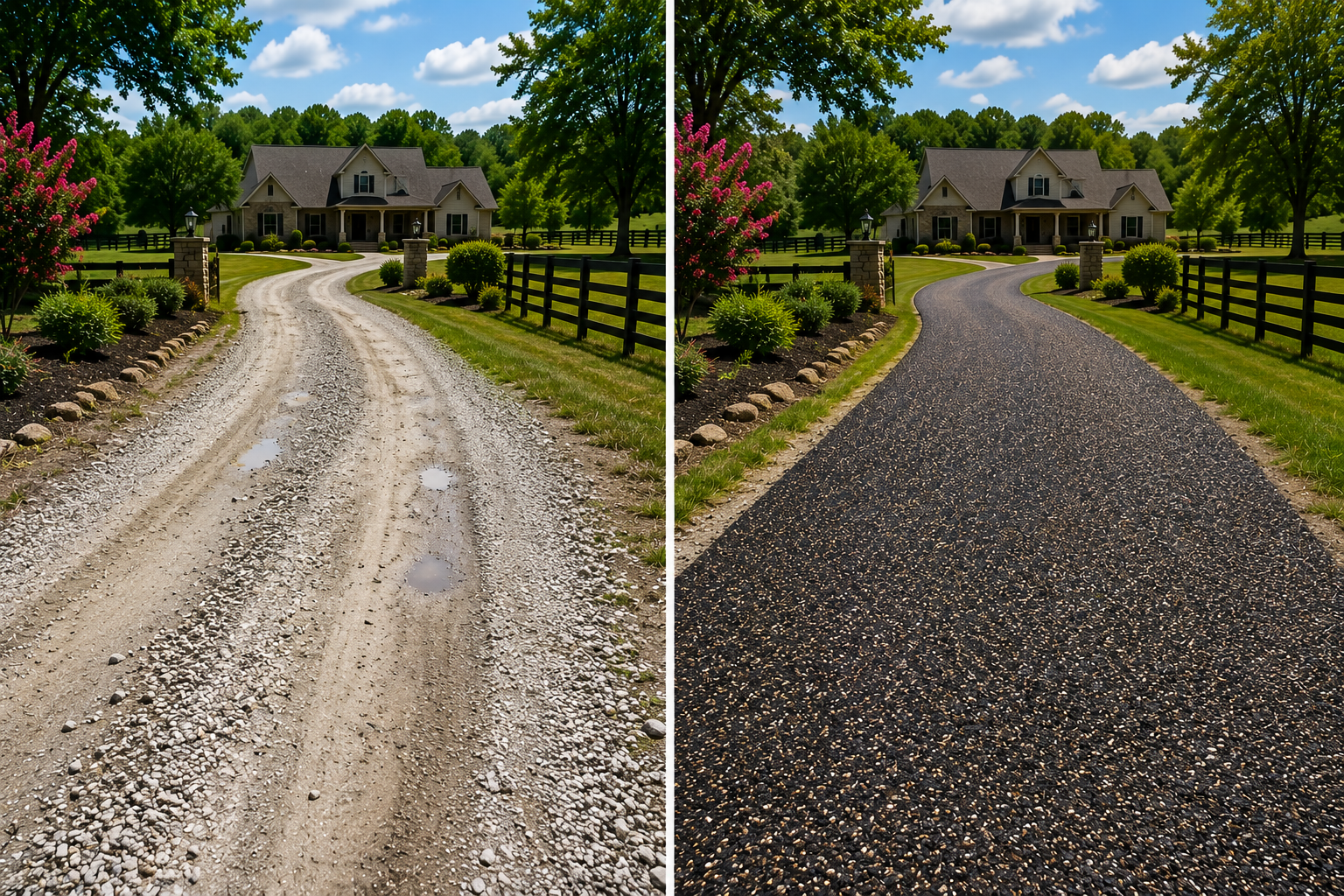 Gravel driveway converted to tar and chip