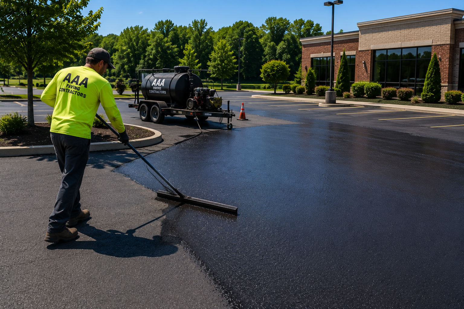 Commercial asphalt parking lot sealcoating in Lawrenceburg Tennessee