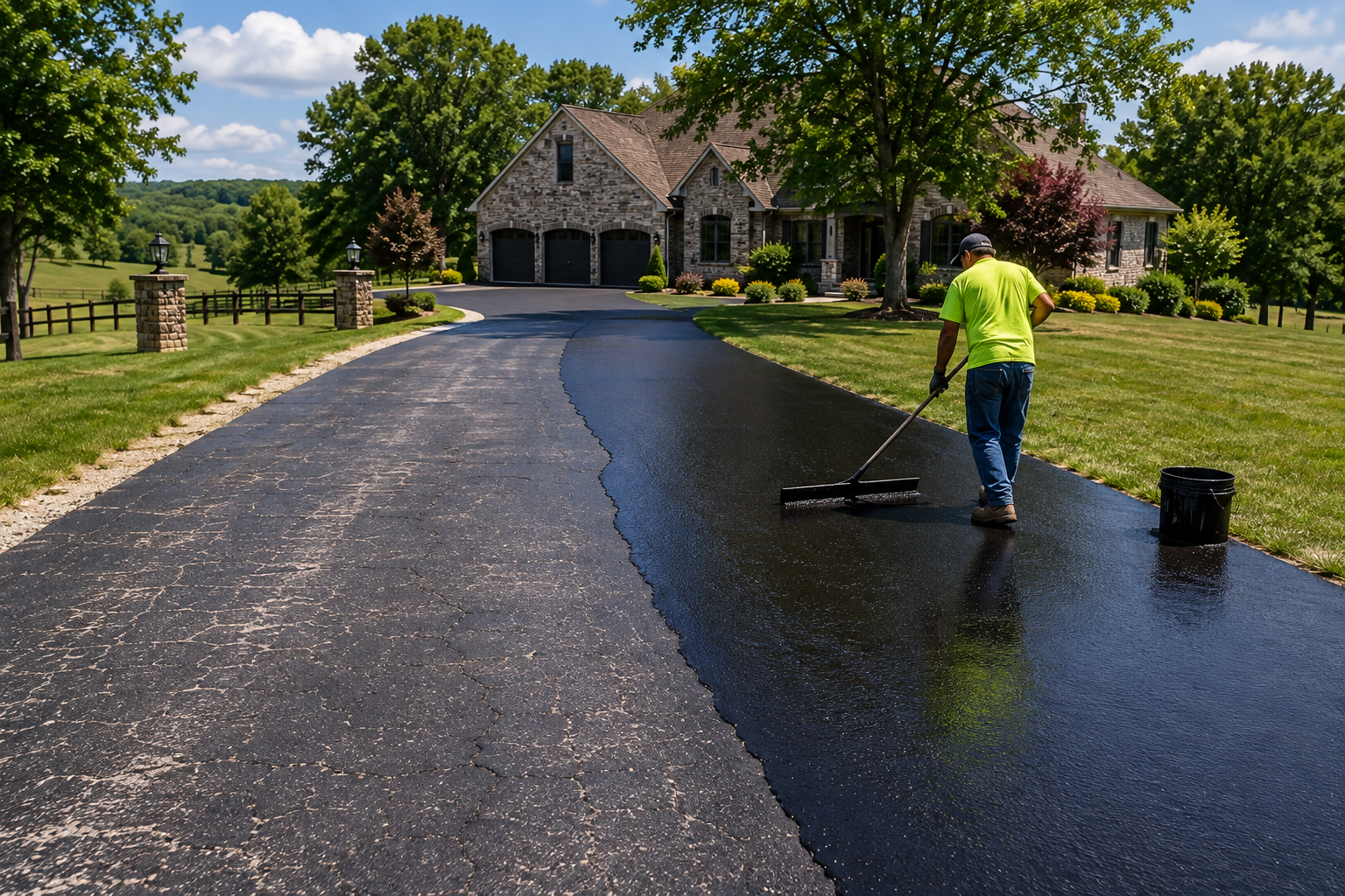 Residential asphalt driveway sealcoating in Manchester Tennessee