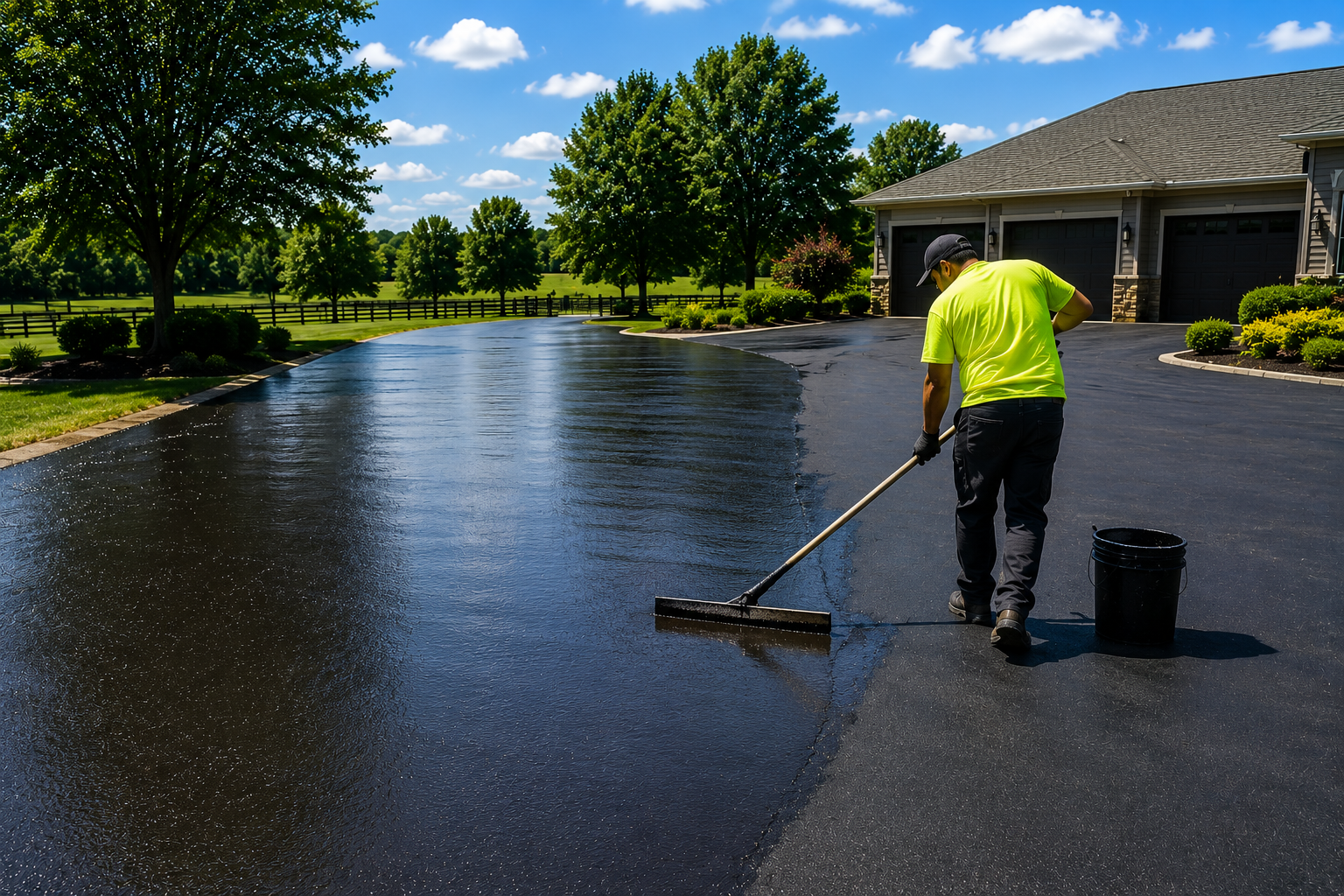 Residential asphalt driveway sealcoating in Shelbyville Tennessee