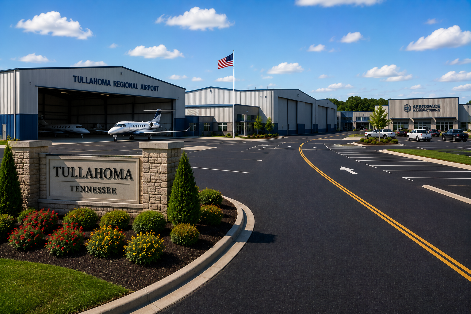 Aerospace and manufacturing facility paving