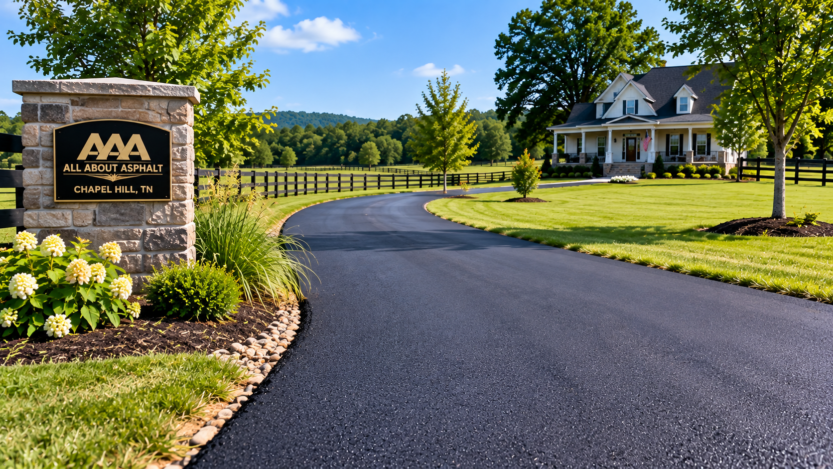Long rural asphalt driveway paving in Chapel Hill TN