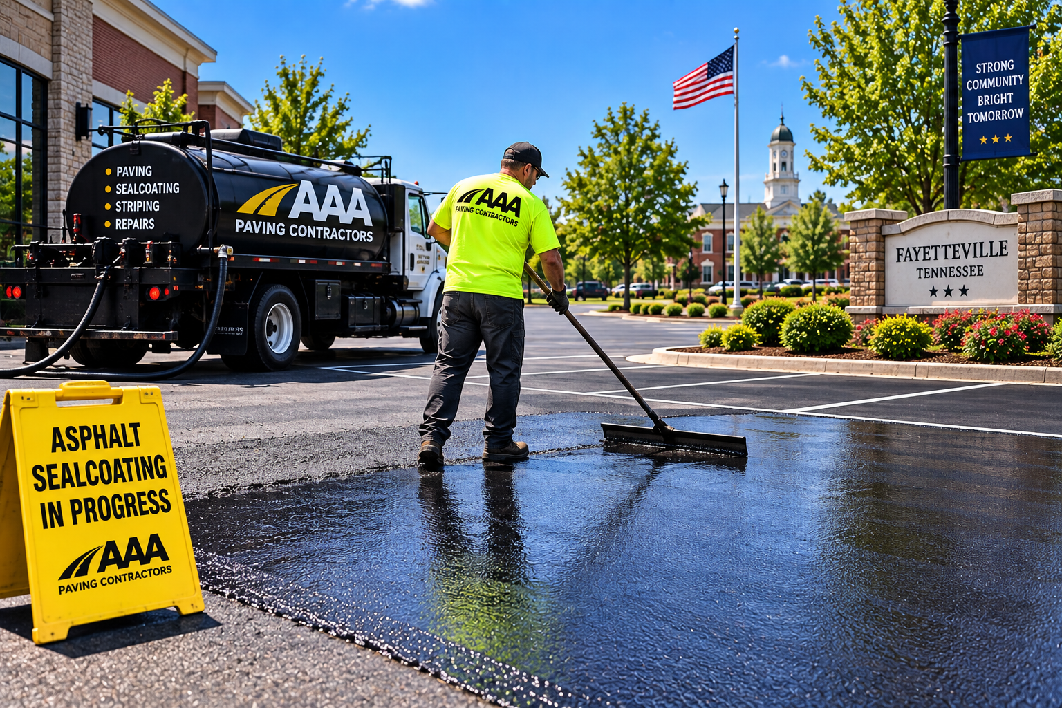 Commercial asphalt sealcoating in Fayetteville Tennessee