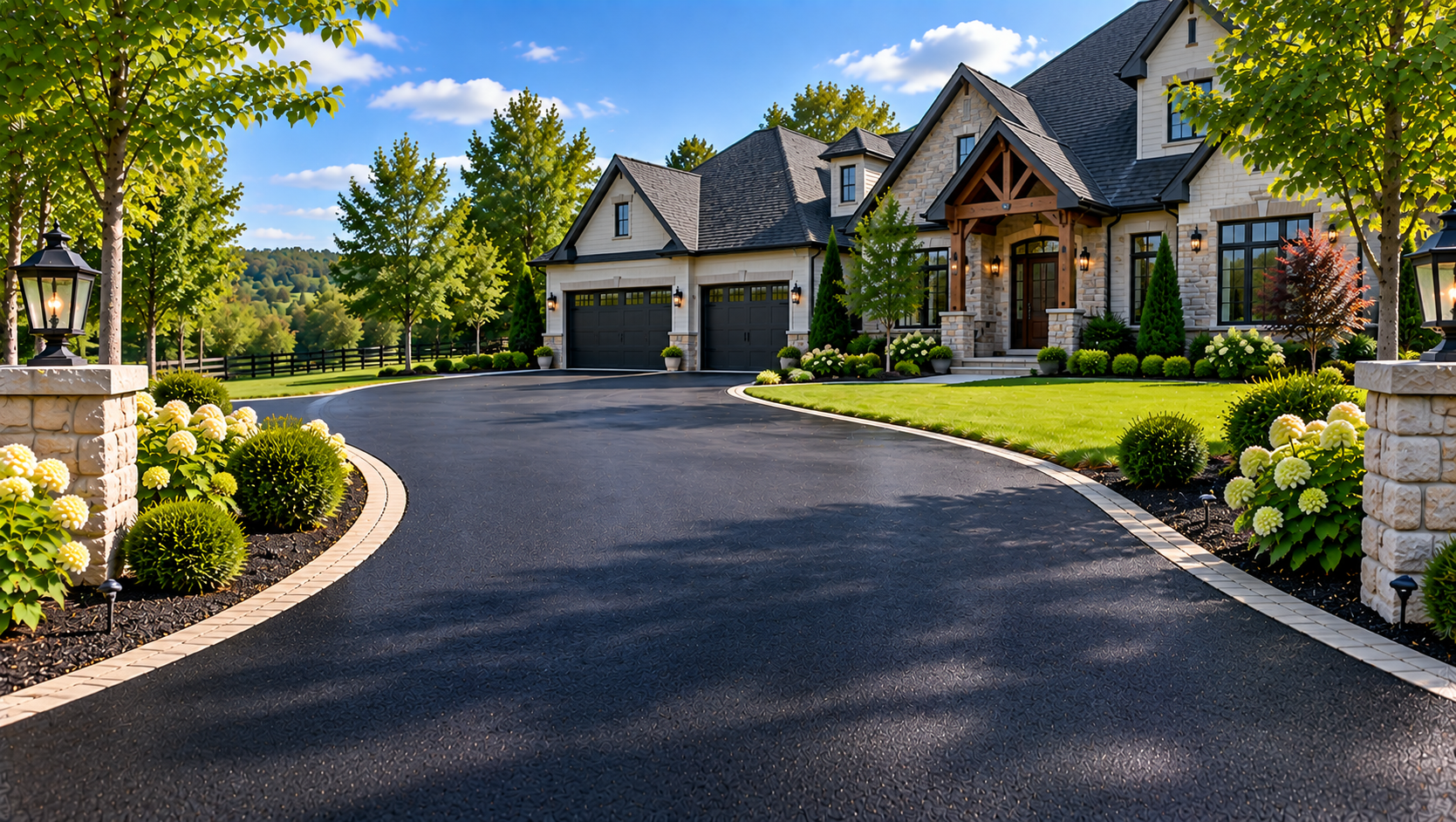 Fresh asphalt driveway paving at a residential property in Nolensville Tennessee