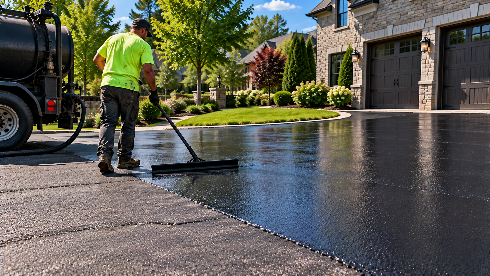 Residential asphalt driveway sealcoating in Nolensville Tennessee