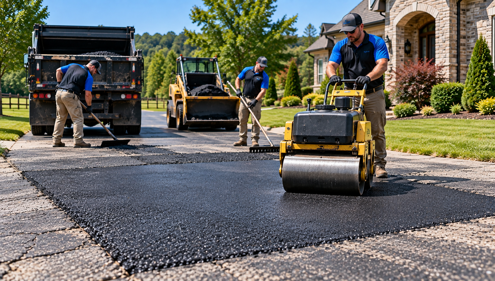 Asphalt patch repair and compaction in Hackberry, TN by AAA Paving Contractors