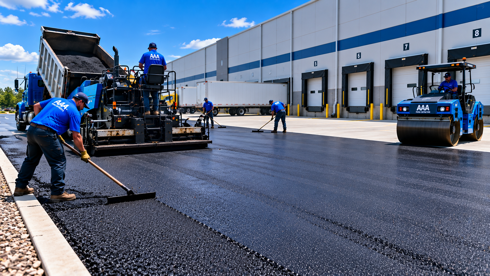Industrial warehouse asphalt paving in Ensor, TN
