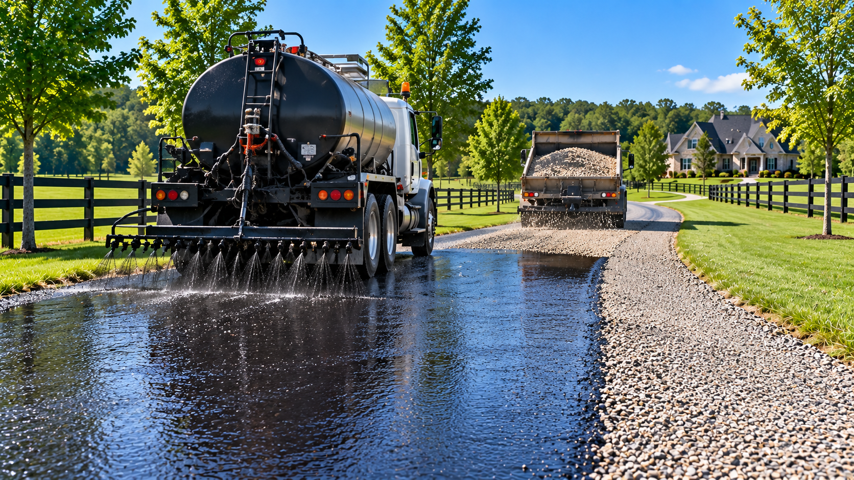 Tar and chip installation in Eulia, TN by AAA Paving Contractors