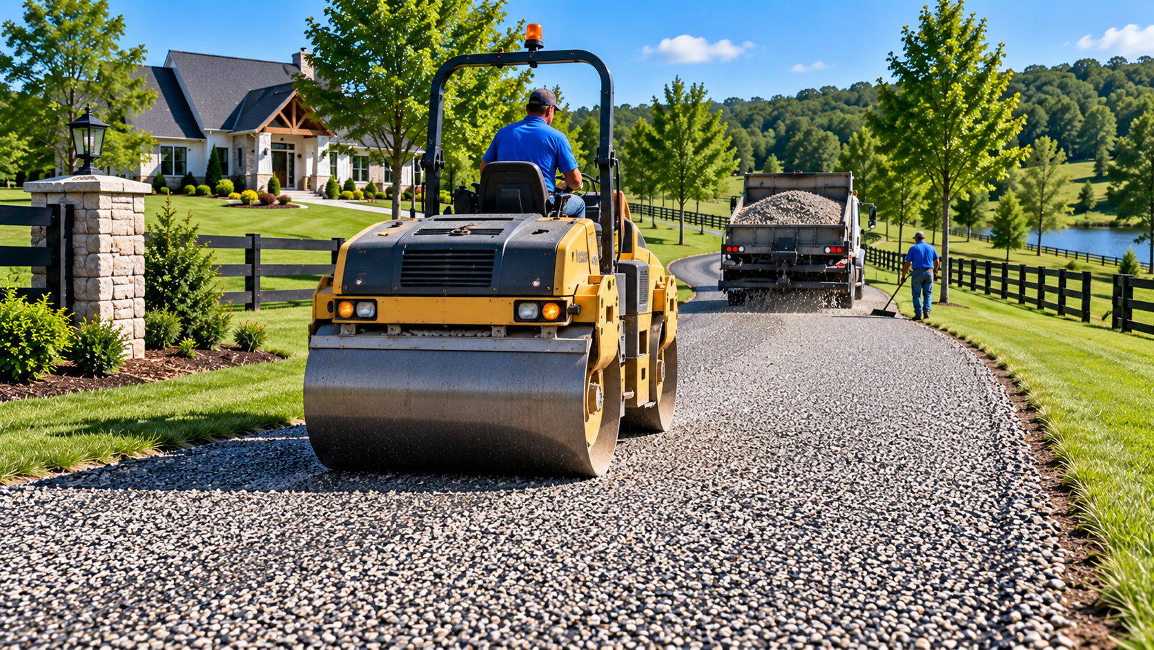 Tar and chip rolling and compaction in Eulia, TN by AAA Paving Contractors