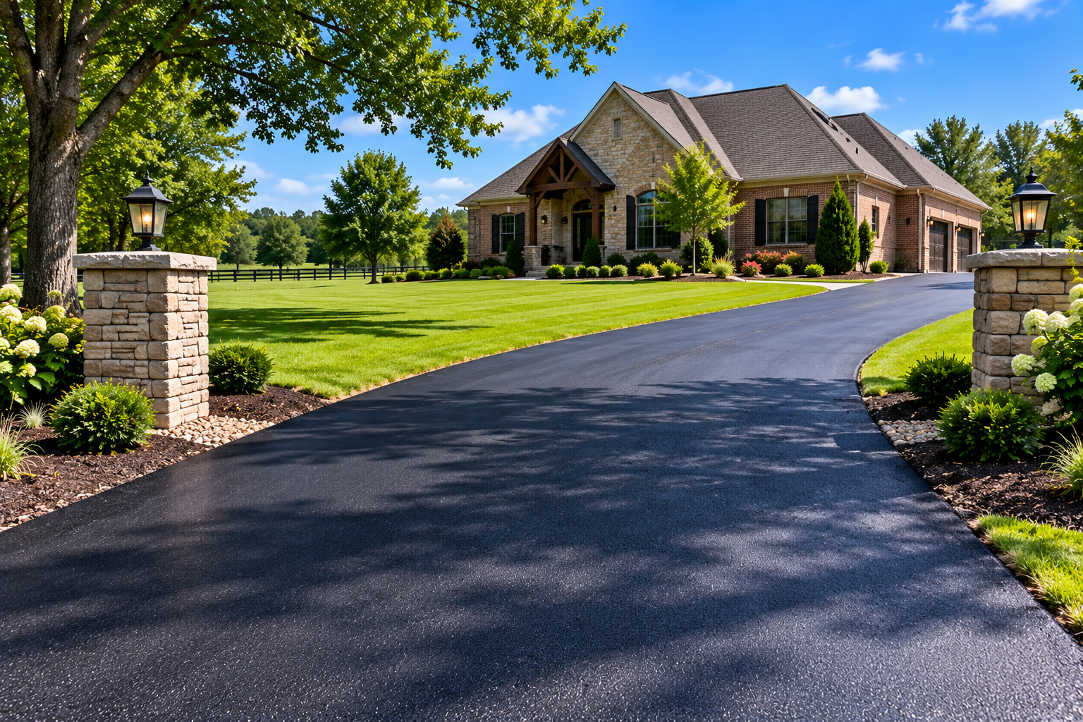 Fresh asphalt driveway paving at a residential property in Tullahoma Tennessee